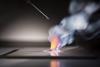 An image showing potassium burning in water