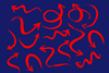 An image showing red curly arrows randomly on a dark background