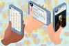 Hands holding mobile phones with fictional social media posts by John Dalton