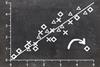 A scatter graph on a chalk board with one clear outlier / anomalous data point