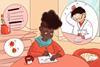 A cartoon of a teacher considering how appropriate the test she's writing is for the chemistry topic and for her students