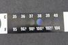 A thermometer strip with Celsius and Fahrenheit scales, currently indicating a temperature of 38 degrees Celsius