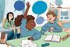 An illustration of students in a classroom discussion