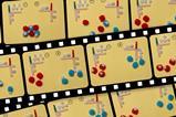A series of pictures using pompoms to represent the movement of ions and electrons between electrodes