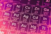 A close-up, edited photograph of part of the periodic table
