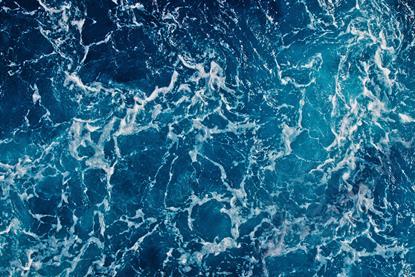 An aerial photograph of the surface of seawater