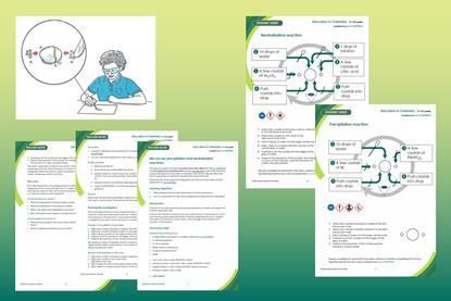 Example pages from teacher and technician notes, plus student integrated instructions from this resource