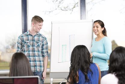 Two students giving a presentation