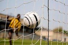 Football kicked into a goal