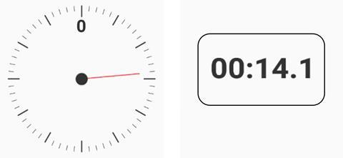An image of an analogue timer showing 14 seconds and a digital timer showing 14.1 seconds