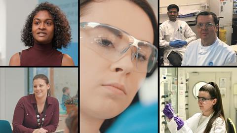 Photo showing five analytical chemists