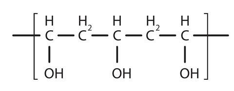 The structure of Polyvinyl alcohol (contained in PVA glue)